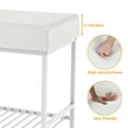 thumbnail image 5 of Vanity Stool with Storage, 20" PU Leather Stool with Adjustable Feet for Bedroom, Living Room, White, 5 of 10