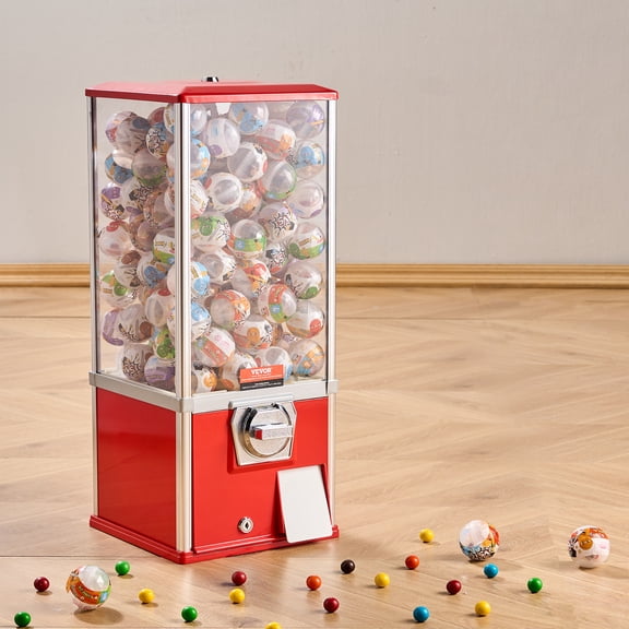 KFFKFF 25"H Gumball Machine Vending Coin Bank Vintage Gumballs Dispenser PS Red