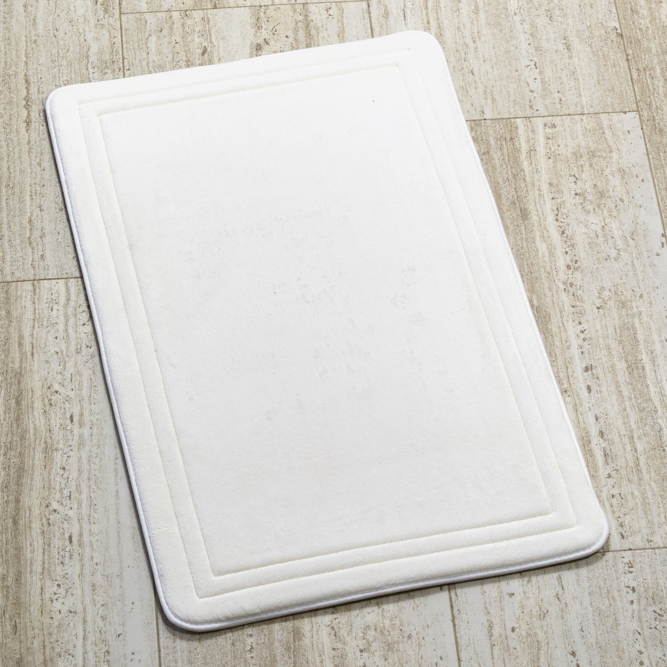 Memory Foam Bath Mat Padded Rug for Bathrooms 17"x24" White