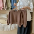 thumbnail image 2 of lnmuld Two Piece Outfits Stylish Toddler Outfit Set Cozy Long Sleeve Shirt and Comfy Sweatpants for Girls and Boys Solid Color Size:5-6 Years, 2 of 9