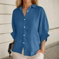 thumbnail image 2 of Beach Vacation Clothes for Women, Women Blouses, Women's Casual Summer Shirt Elegant Fashionable Top Long Sleeve V Neck Loose Button-Up Shirt with Belted Waist for Versatile Styling and Comfort, 2 of 7