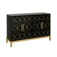 thumbnail image 6 of HLR 48" Modern Wood Credenzas & Sideboards with Gold Trim, Storage Cabinet with 4 Doors, Black, 6 of 8