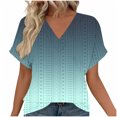 thumbnail image 3 of Craaazy Women's Casual Prints Loose Breathable V Neck Short Sleeve Cozy Tops Gifts, 3 of 5