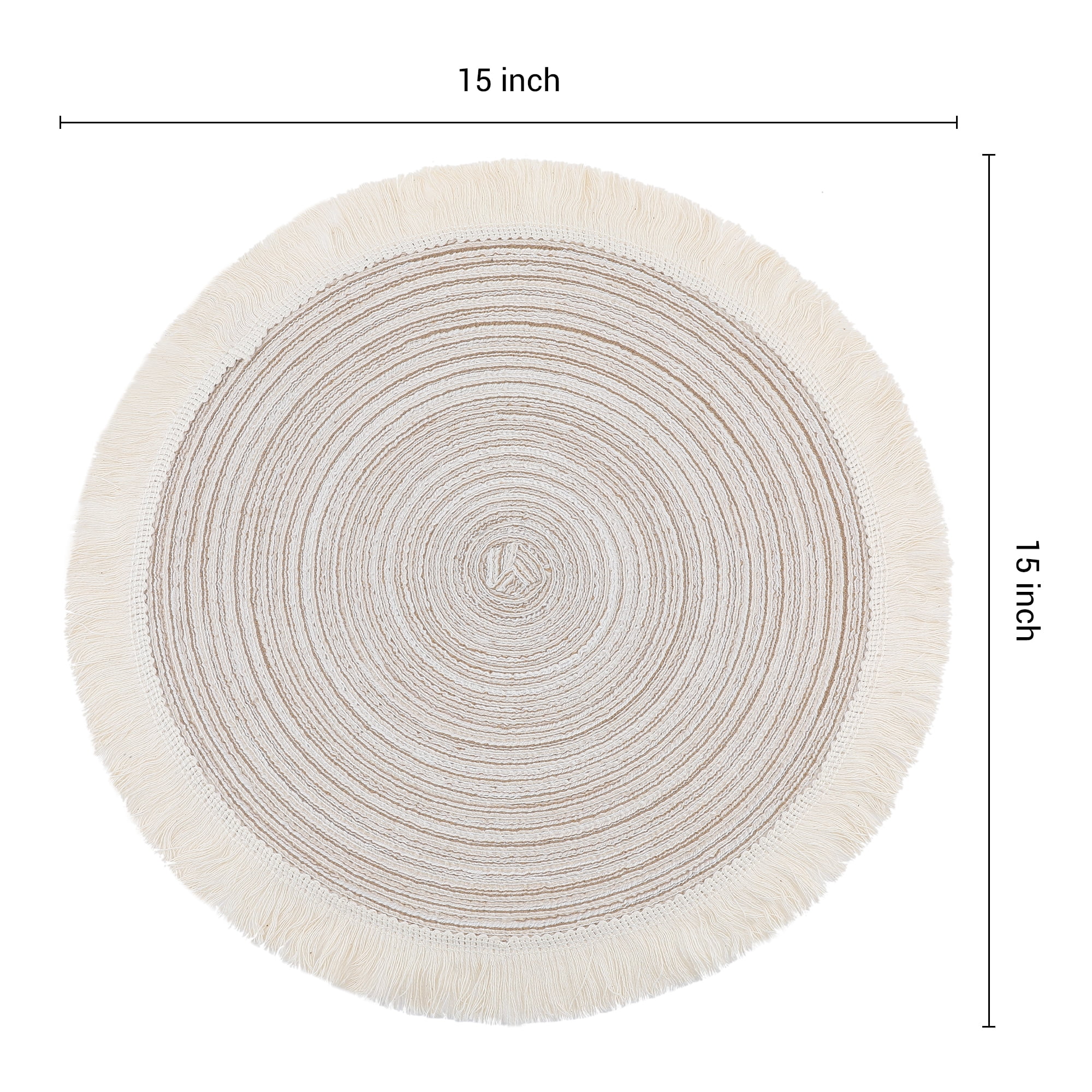Unique Bargains Rustic Rattan Place Mats Set of 6 for Dining Table Decor Beige 15x15in