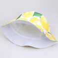 thumbnail image 5 of Sombreros de cubo con Estampado de cereza y piña de limón, gorras de Panamá para el sol para mujeres, hombres, niñas, pesca en la playa, algodón, frutas, sombrero de pescador, 5 of 5
