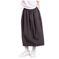 thumbnail image 4 of Miluxas Girl's Midi Skirt with Pockets Casual Flowy Swing Elastic High Waist A-Line Long Boho Skirts Gray 9-10 Years, 4 of 7