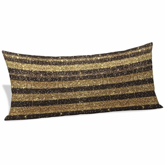 Black Golden Striped Body Pillow Covers 20"x54", Luxury Farmhouse Stripes Soft Brushed Microfiber Breathable Throw Pillow Covers, Decorative Pillowcase with Zipper for Couch Sofa Bedroom Living Room