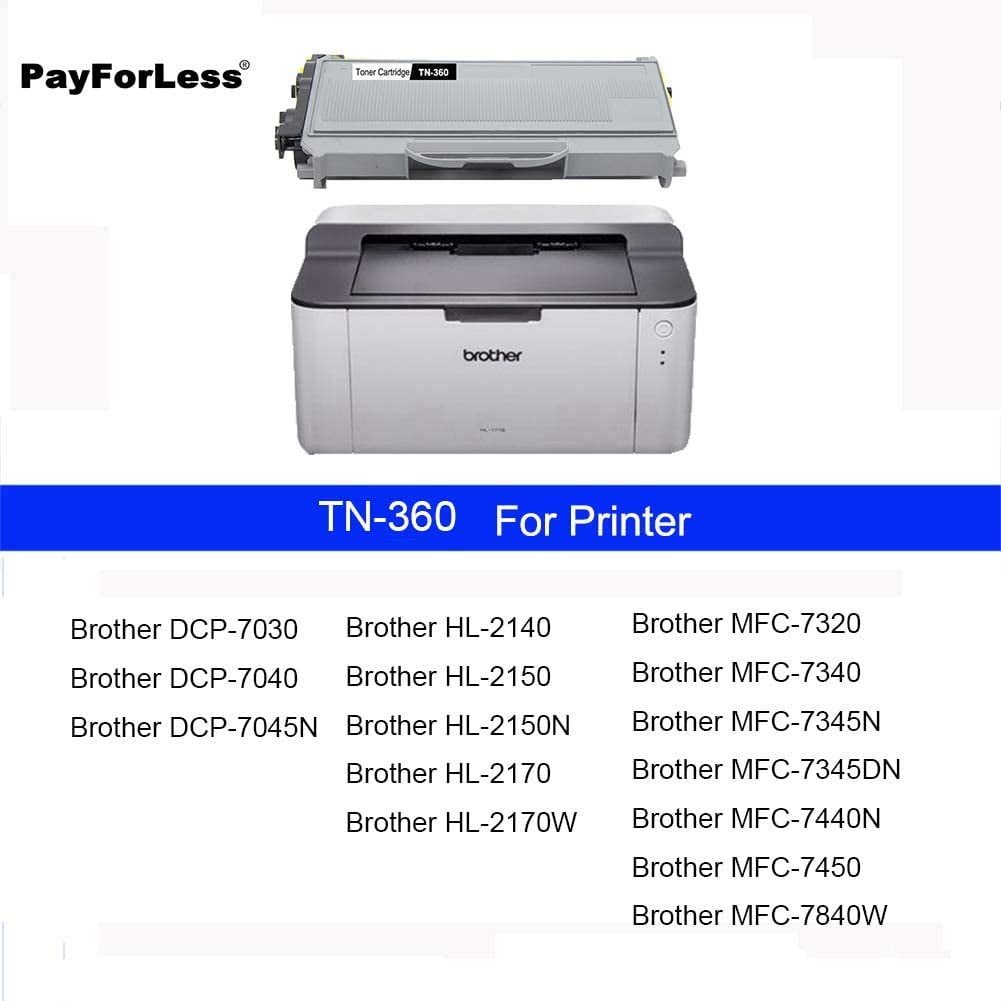 Payforless 2pk Tn360 Toner Cartridge Compatible For Brother Dcp 7030 Dcp 7040 Mfc 7440n Mfc 7840w Dcp 7045n Hl 2140 Walmart Canada
