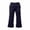Dark Blue, variant on Girls Foldover Waist Cropped Flare Leg Pants Elastic Breathable Knit Capri Bootcut Casual Yoga Bottoms Size:5-6 Years