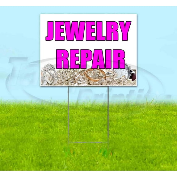 Jewelry Repair (18" x 24") Yard Sign, Includes Metal Step Stake