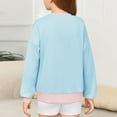 thumbnail image 5 of EnJoCho Girls Round Neck Sweatshirt Long Sleeve Color-Block Pullover Spring Autumn Winter Fashion Casual Top Comfy Loung𝖾wear Contrast Trim, 5 of 9