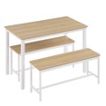 thumbnail image 5 of Aukfa Dining Table Set for 4, Rectangular Kitchen Table W/ 2 Benches for Small Space,White, 5 of 8