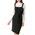 thumbnail image 6 of MODA NOVA Juniors Button Decor Bow Tie Waist Suspender Overall Jumper Dress, 6 of 7