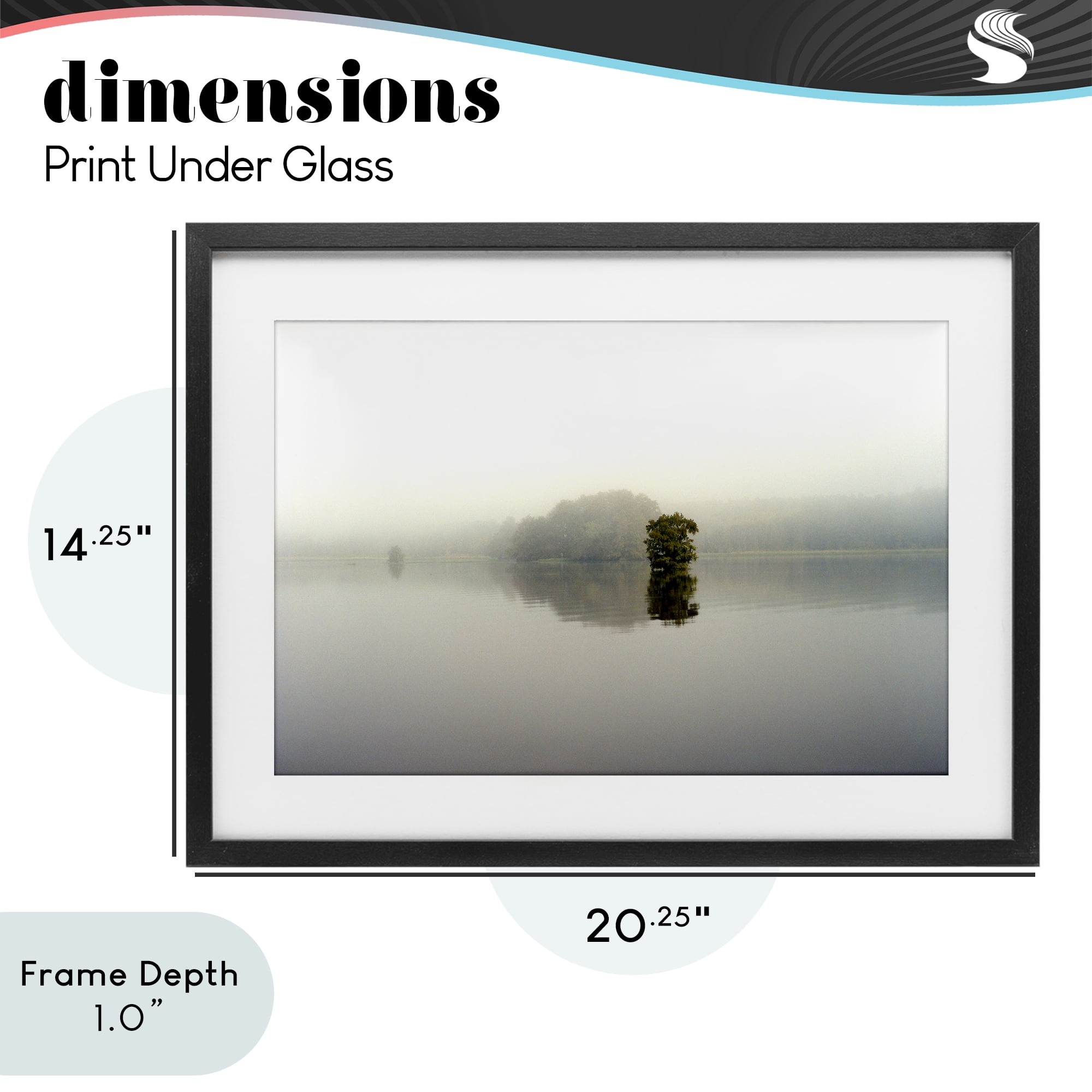Stupell Industries Misty Lake Reflection Black Framed Print Under Glass, design by Gail Peck