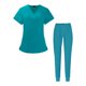 thumbnail image 3 of Uniforme Set Pantalones Cómodo Lavable a máquina Estiramiento Unisex Manga Corta Multibolsillo Traje para Centro de Belleza Mujer y Hombre Azul M Macarena Blusa y pantalones médicos, 3 of 8