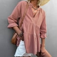 thumbnail image 6 of USSUMA Womens Summer Tops Ruffle Flowy Swing T-Shirts for Women Trendy Solid Color Boho Womens Blouses and Tops Dressy Long Sleeve v Neck Tunic Plus Size Shirts for Women, 6 of 7