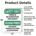 thumbnail image 2 of (2 Pack) No Substitute For Safety Bilingual OSHA Safety First Sign 12 Inch X 18 Inch Indoor / Outdoor Rust-Free Aluminum Metal Signs for Workplace, Workshop, and Construction Site, Made, 2 of 8