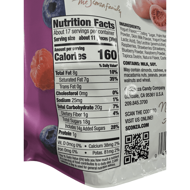 Sconza Triple Berry Freeze-Dried Berries in Yogurt Cr√®me, 18 oz