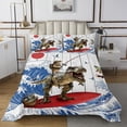 thumbnail image 1 of Erosebridal Cat Riding Dinosaur Coverlet Set King,Surfing Fishing Bedding Set,Animal Decor,Ultra Soft,3 Pieces, 1 of 5