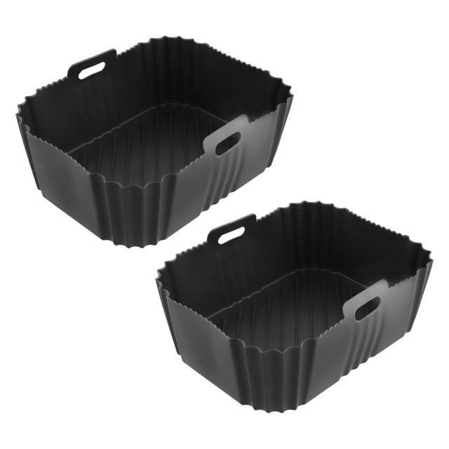 2 Pcs Air Fryer Accessories Set Air Fryer Silicone Basket Oven Baking Tray Silicone Pot Liner Steamer Roasting Rack