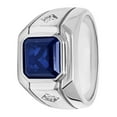 thumbnail image 2 of Mens .925 Sterling Silver Square-Cut Blue Sapphire Gemstone Ring, 2 of 4
