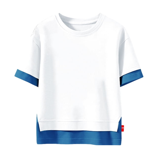 Besolor T-Shirts d'Été pour Tout-Petits, Manches Courtes, Col Rond, Bloc de Couleur, pour Garçons et Filles de 2 à 8 Ans