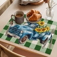 thumbnail image 3 of Blue Truck Yellow Sunflower Placemats Set of 4 Summer Green Plaid Vintage Place Mats Indoor Wipeable Table Mats Washable Cloth Dining Table Placemats for Kitchen Holiday Party Home Decor 13x19 Inch, 3 of 9