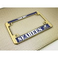 thumbnail image 3 of [Officially Licensed Product] - Motorcycle Domed Custom-Made Personalized Metal License Plate Frame Frame with U.S. Navy Seabees Naval Construction Battalions Design - Gold, 3 of 7