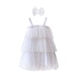 thumbnail image 1 of XovLAHzY Robes Décontractées pour Fillettes Sans Manches Costume de Fête Robe de Danse Ensemble Bandeaux Tenues d'Été Boho Robe d'Été 2-3 Ans, 1 of 1
