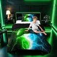 thumbnail image 3 of meiyoeat Neon Lightning Gamer Twin Comforter Sets for Teens Boys, Electric Green Blue Gaming Bedding Set, Black Reversible 2 Pieces, 1 Comforter and 1 Pillowcase, 3 of 6