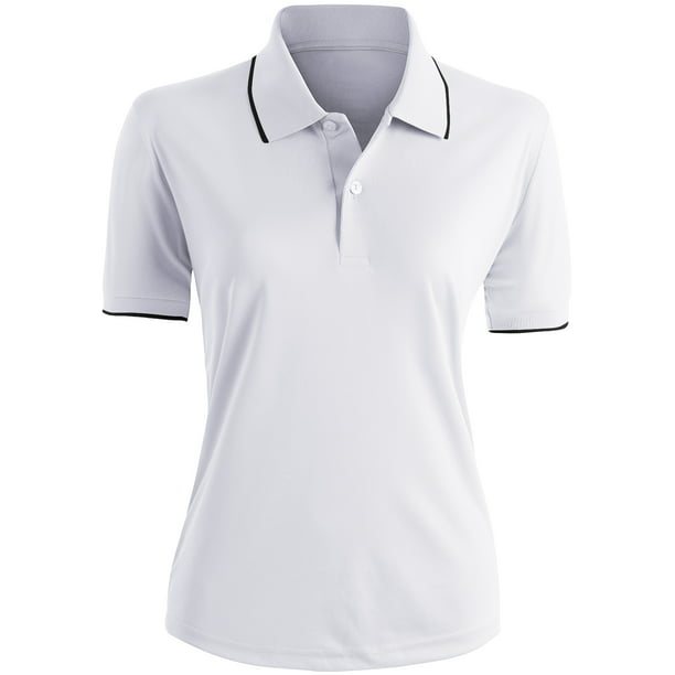 CLOVERY Golf Wear Moisture Wicking Short Sleeve 2-Button Polo Shirt WHITE L