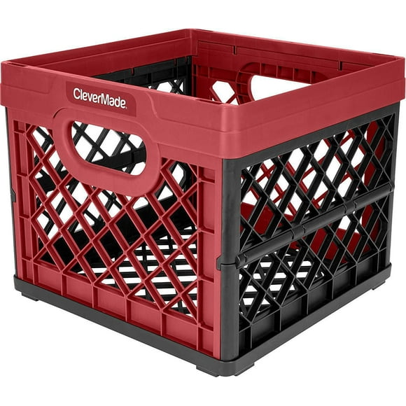 CleverMade Collapsible Milk Crate, Brick Red