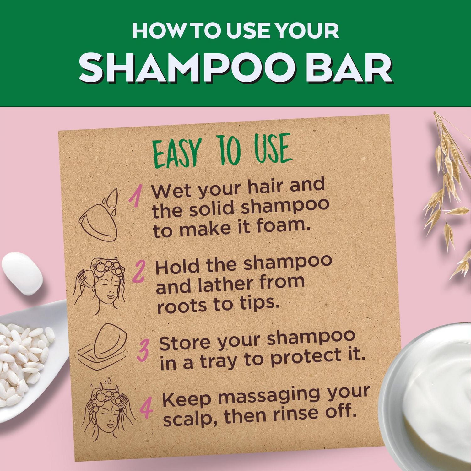 Garnier Whole Blends Shampooing Solide doux Délicatesse d'avoine pour cheveux fragiles, Emballage zéro plastique, sans agents de conservation, sans silicone, sans savon ni pigments, avec crème de riz