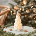 thumbnail image 5 of White Ceramic Christmas Tree Ornament with Lights | Mini Holiday House Decor for Tabletop & Desktop | Includes 3 LR44 Batteries | Festive Home Decor & Gift Idea, 5 of 6