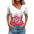 thumbnail image 2 of SDNall T-shirt Décontracté à Manches Courtes Imprimé Printemps/été pour Femmes avec Boutons, 2 of 9