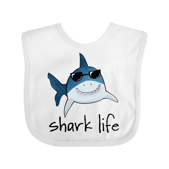 Inktastic Shark Life Fun Shark with Sunglasses Boys or Girls Baby Bib