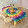 thumbnail image 3 of Colorful Rainbow Tie Dye Spiral Pattern Rectangle Tablecloth 60"x120",Waterproof Polyester Rectangle Table Cloth, Wipeable Spillproof Polyester Tablecloth for Dining, Camping, Indoor and Outdoor, 3 of 6