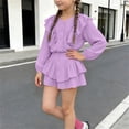 thumbnail image 5 of Cethrio Girls Summer Outfit Sets, Casual Long Sleeve 2 Piece Shirts and Skirts Sets Purple Size 2-3T, 5 of 8