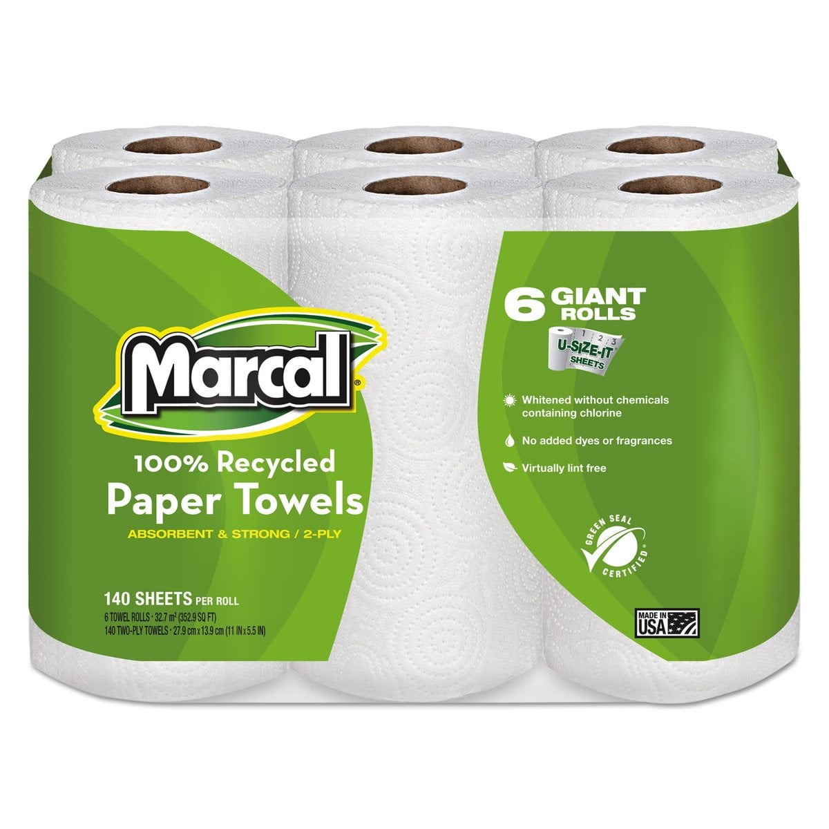 Marcal 100% Recycled Roll Towels 9 x 11 60 Sheets 15 Rolls/Carton 6709 
