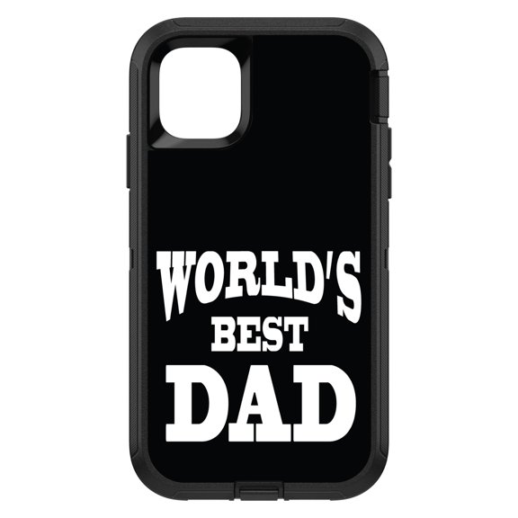 DistinctInk Custom SKIN / DECAL compatible with OtterBox Defender for iPhone 11 (6.1" Screen) - Black White World's Best Dad - Happy Father's Day