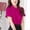 Hot Pink, variant on Ladies Shirts Summer Top for Women Shirts Ladies Chiffon Short Sleeved Summer Loose Top for Plus Size Elegant Korean Style Lightweight Blouse Red S