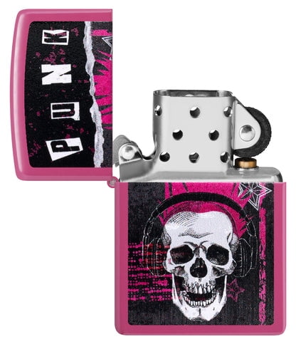 Zippo Lighter - Customized Engraved Message on Windproof Punk Skull Design 46430
