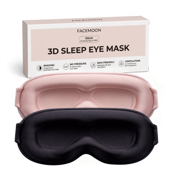 FACEMOON 2 Pack Adult Weighted Sleep Mask – Memory Foam Zero Pressure Design | 99% Light Blocking Comfort | Lash Extension Safe