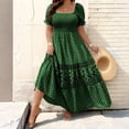 thumbnail image 4 of CIENVNSTG Women's 2026 Summer Short Sleeves Boho Floral Print Square Neck Beach Casual Flowy Long Maxi Dress Loose Vacation Sundress Green XL, 4 of 6