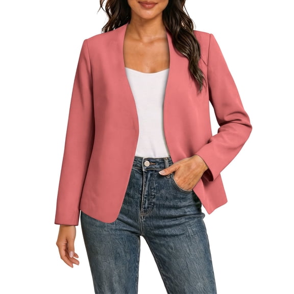 Edvintorg Womens Blazers Dressy Casual Plus Size Fashion Long Sleeve Loose Cropped Work Suit Jackets Women's Clothing Watermelon Red M
