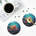 thumbnail image 4 of Lsque Underwater Plant Octopus Pattern 4" Drink Coasters Set of 4, PVC Leather Absorbent Coasters, Table Coaster Set Decorative Coffee Cup Coasters Housewarming Gift -Round Shape, 4 of 6