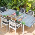 thumbnail image 2 of Easter Bunny Gnomes Table Cloths for 8 Foot Rectangle Tables, Spring Easter Eggs Floral Blue Wood Patio Waterproof Elastic Fitted Tablecloths, Washable Rectangular Table Cover for Camping, 2 of 8