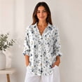 thumbnail image 5 of Nyfairy Women Floral Print Button Down Blouse, Long Sleeve Dressy Casual V Neck Loose Fit Shirts, 5 of 5