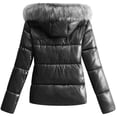 thumbnail image 5 of GGleaf Women's Winter Coat Metallic Shiny Hooded Puffer Jacket with Detachable Fur Collar Warm Outerwear Black, Large, 5 of 7