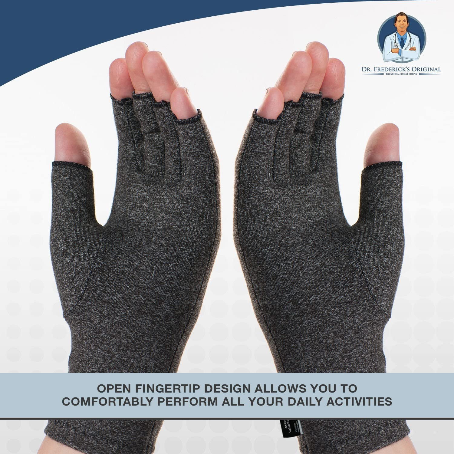 Dr. Frederick's Original Grippy Arthritis Gloves for Women & Men -  Compression for Arthritis Pain Relief - Large